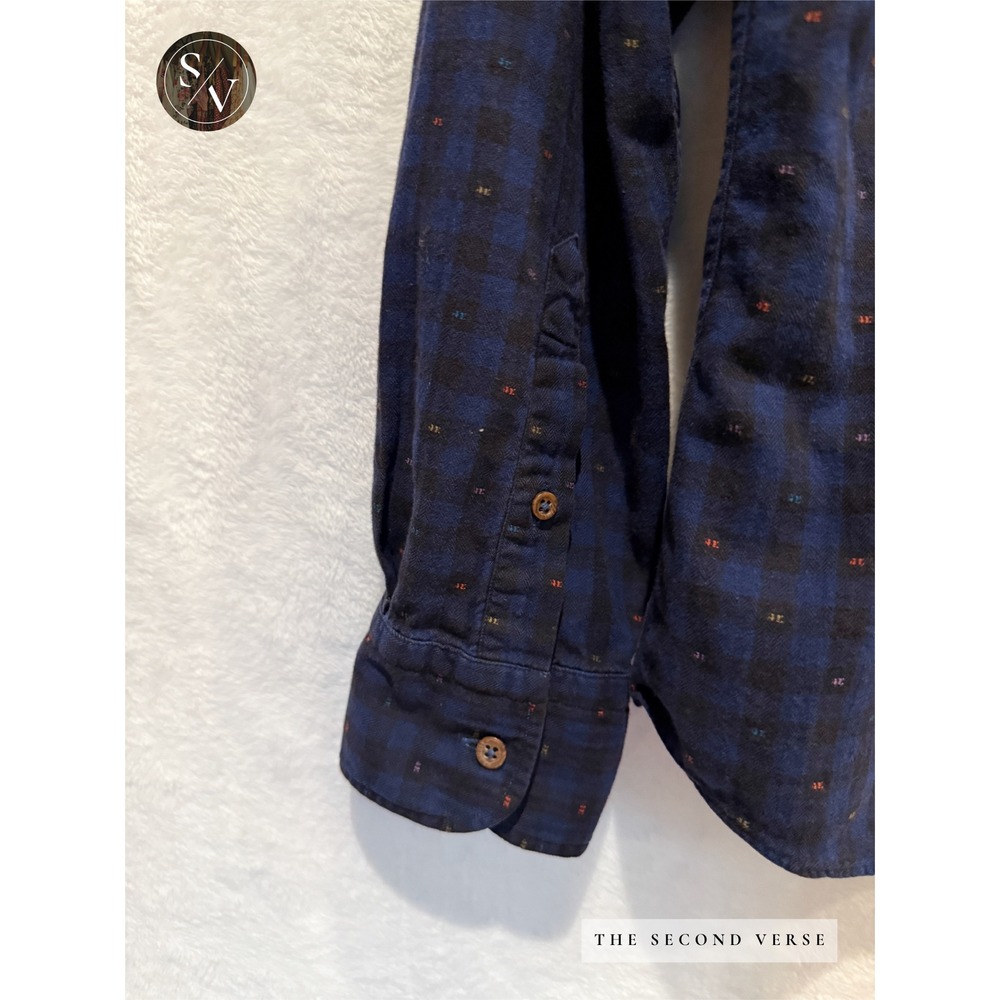 Massimo Dutti Mens Navy Black Navy Check Embroidered Tessuto Italiano Shirt L - Picture 4 of 7